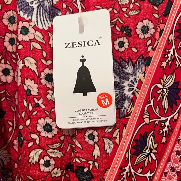 Zesica Wrap Style Boho Floral Red Dress NWT - Picture 9 of 10